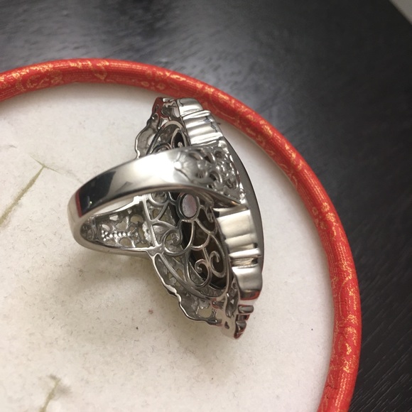 Natural African Tiger's Eye Solitaire Ring in Platinum Over Copper size 8 - Picture 12 of 16